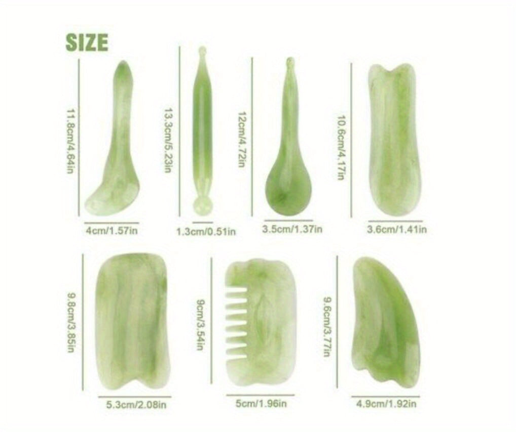 7pcs Gua Sha Beauty Massage Tool Set - Natural Resin Gua Sha Scrapers For Face, Back & Neck - Relax Muscles & Release Stress - Mother's Day Gift